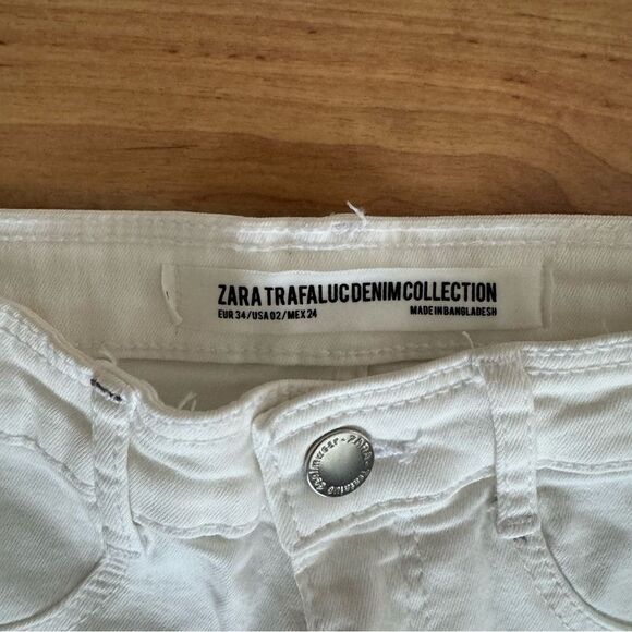 Zara White Skinny Jeans with Stripe Size 2 - Picture 2 of 6